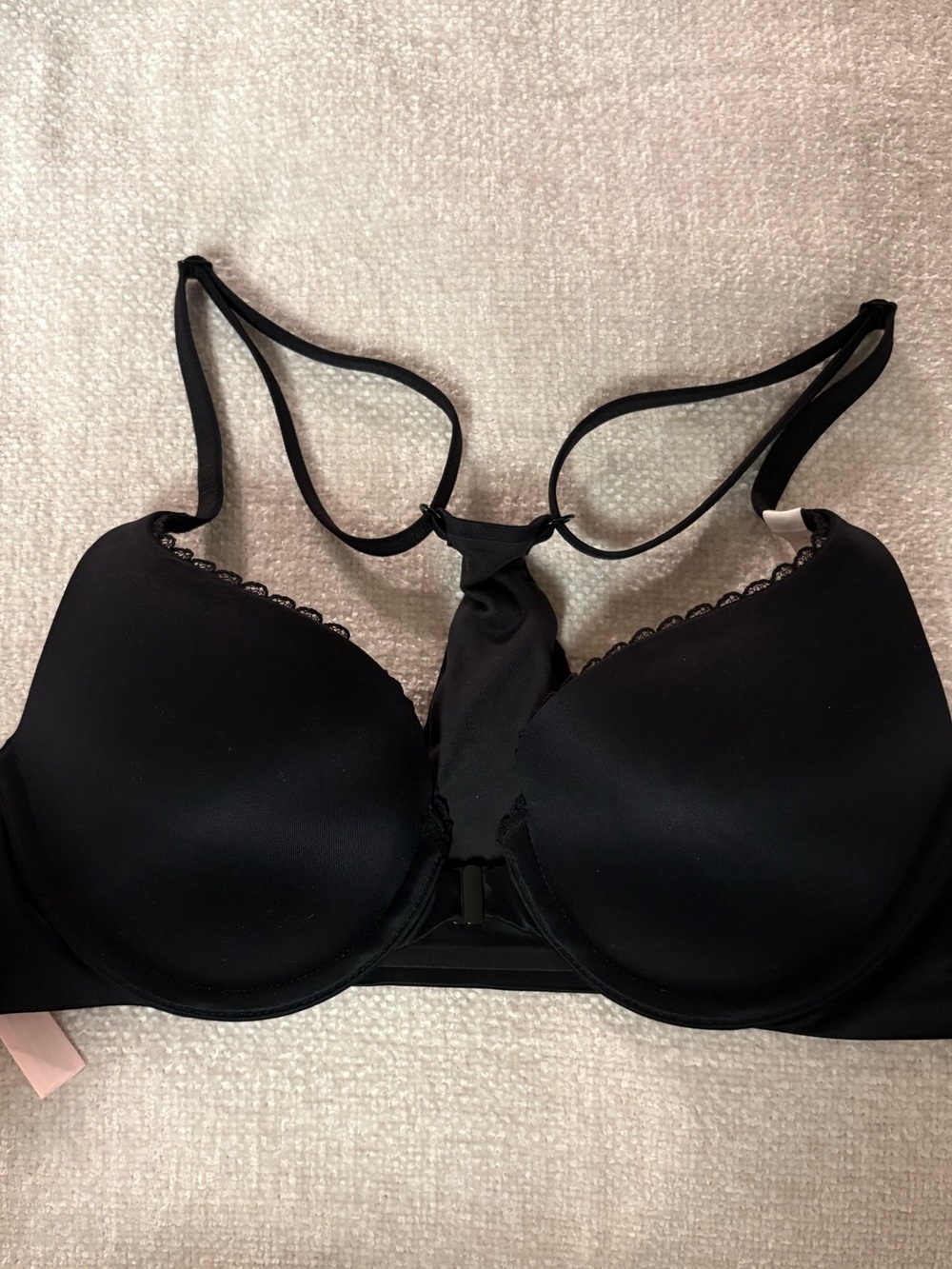 NWT Victoria's Secret Black Racerback Push-Up Bra Front Close Size 34A